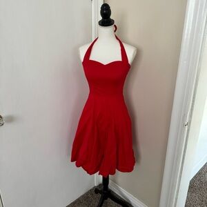 Red Vintage Style 1950s Halter Top Dress